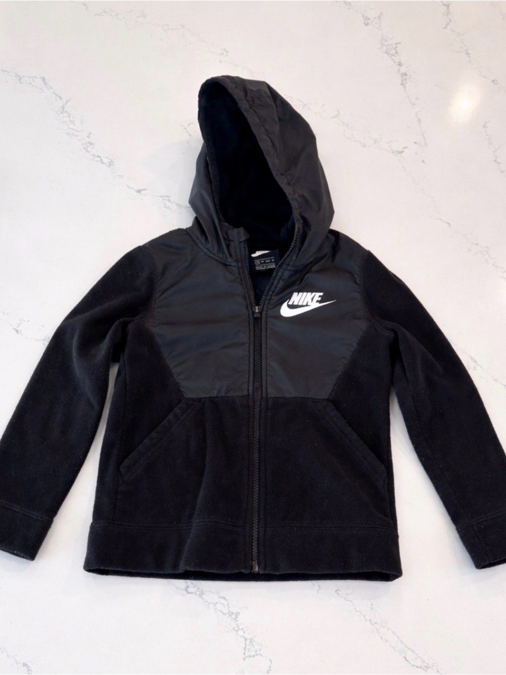Nike Boys Black Zip-Up Hoodie Jacket Youth Size XS (6-7) Fleece Lined